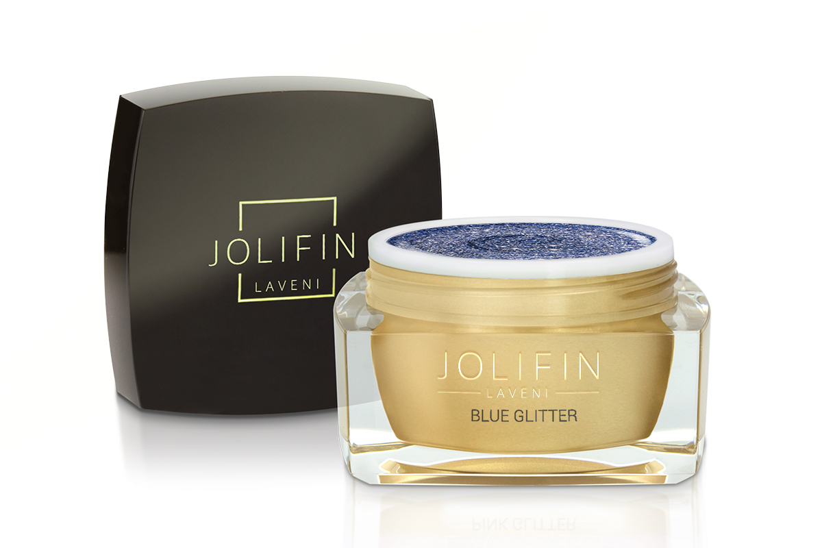Jolifin LAVENI Farbgel - blue Glitter 5ml