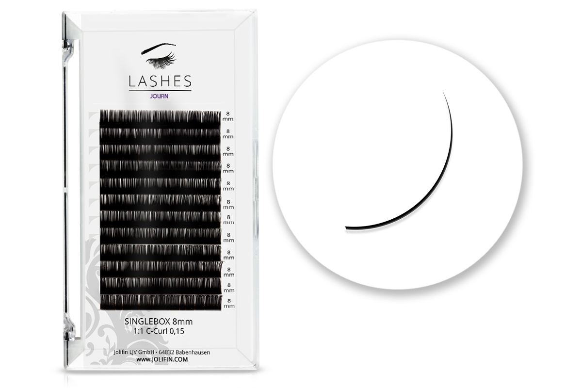 Jolifin Lashes - SingleBox 8mm - 1:1 C-Curl 0,15