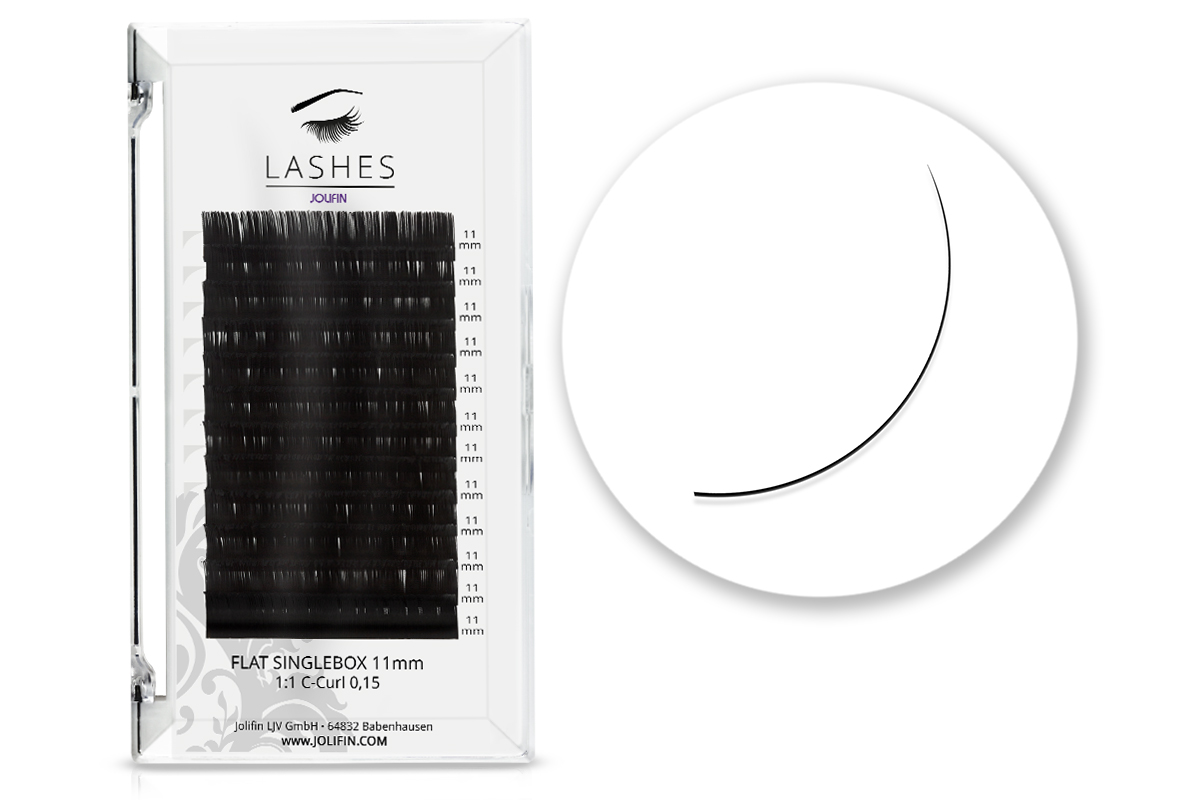 Jolifin Lashes - SingleBox Flat 11mm - 1:1 C-Curl 0,15
