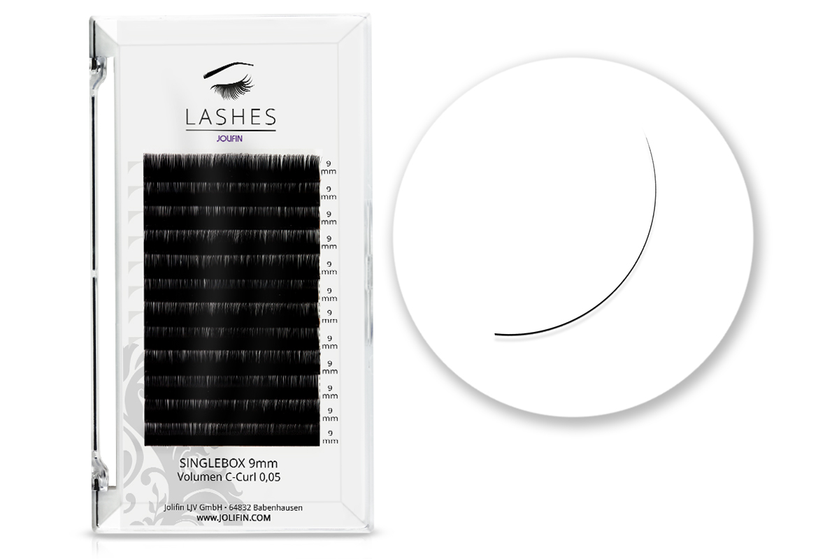 Jolifin Lashes - SingleBox 9mm - Volumen C-Curl 0,05