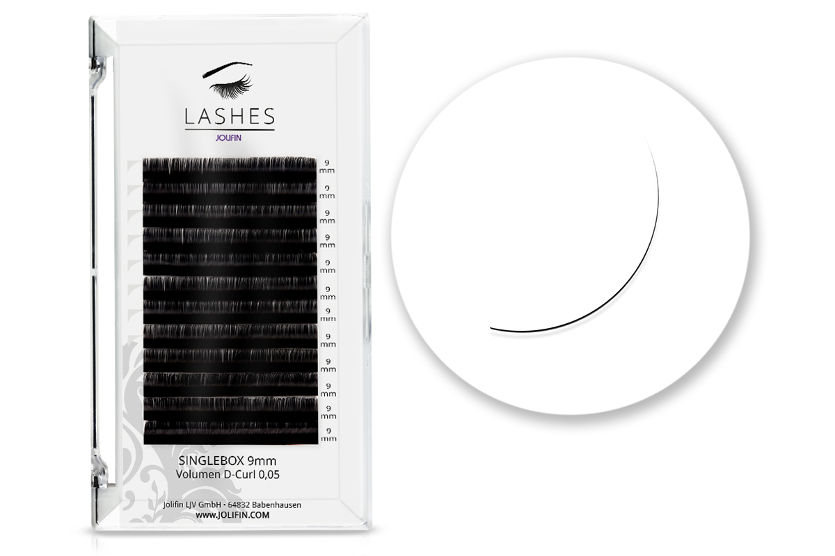 Jolifin Lashes - SingleBox 9mm - Volumen D-Curl 0,05