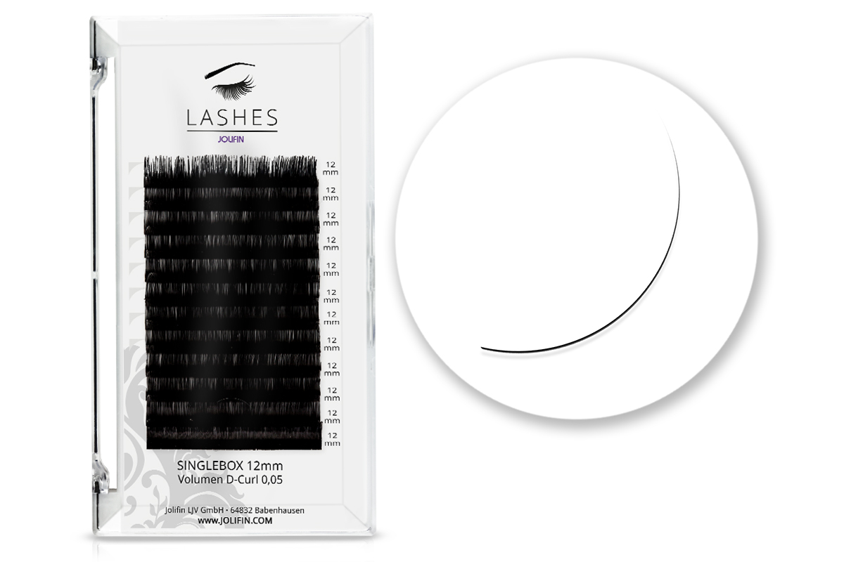 Jolifin Lashes - SingleBox 12mm - Volumen D-Curl 0,05