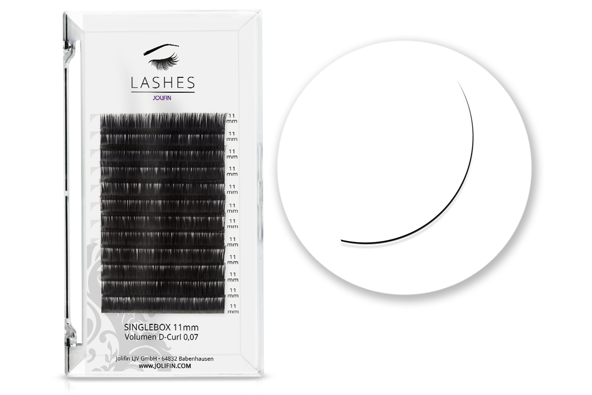 Jolifin Lashes - SingleBox 11mm - Volumen D-Curl 0,07
