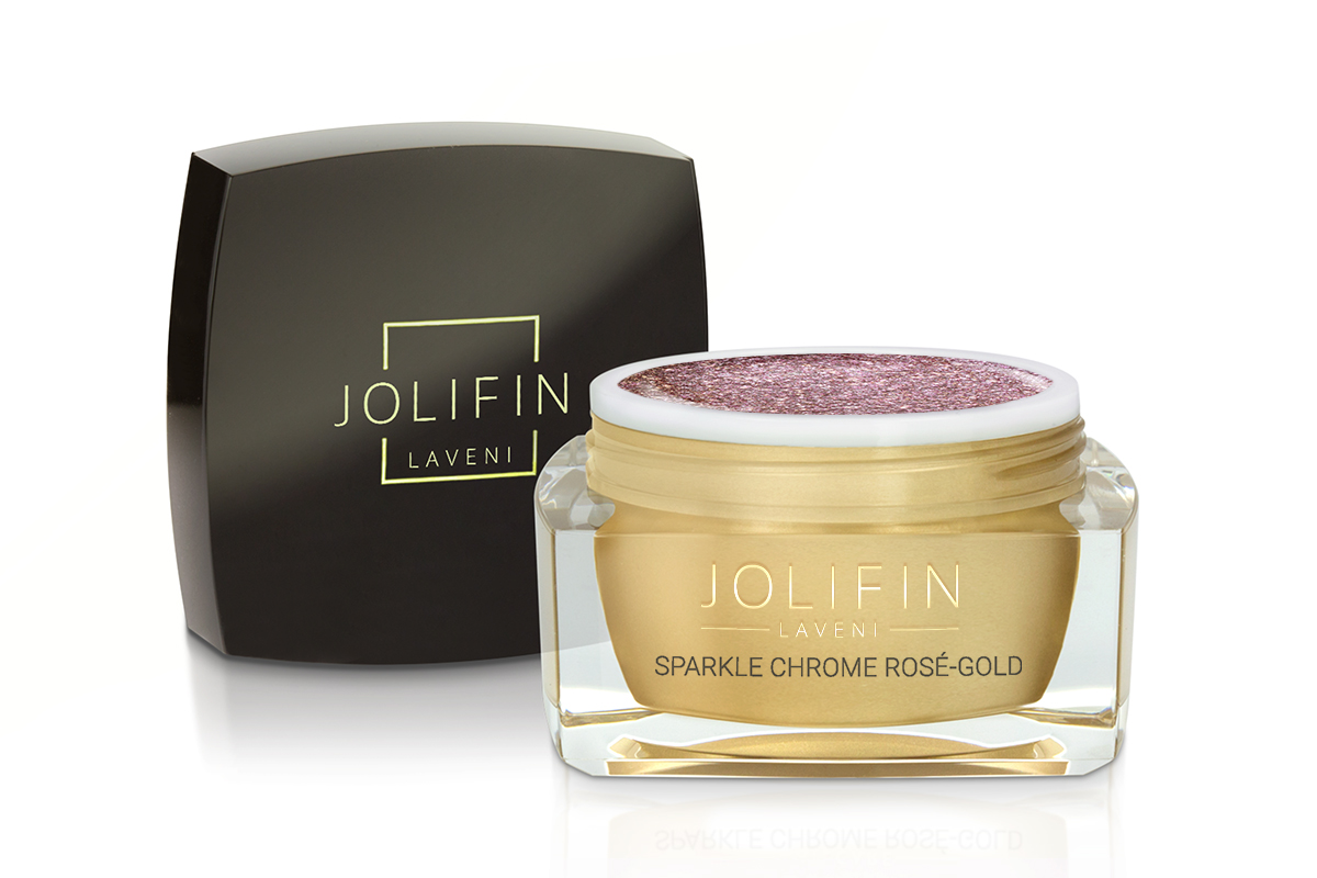 Jolifin LAVENI Farbgel - sparkle chrome rosé-gold 5ml