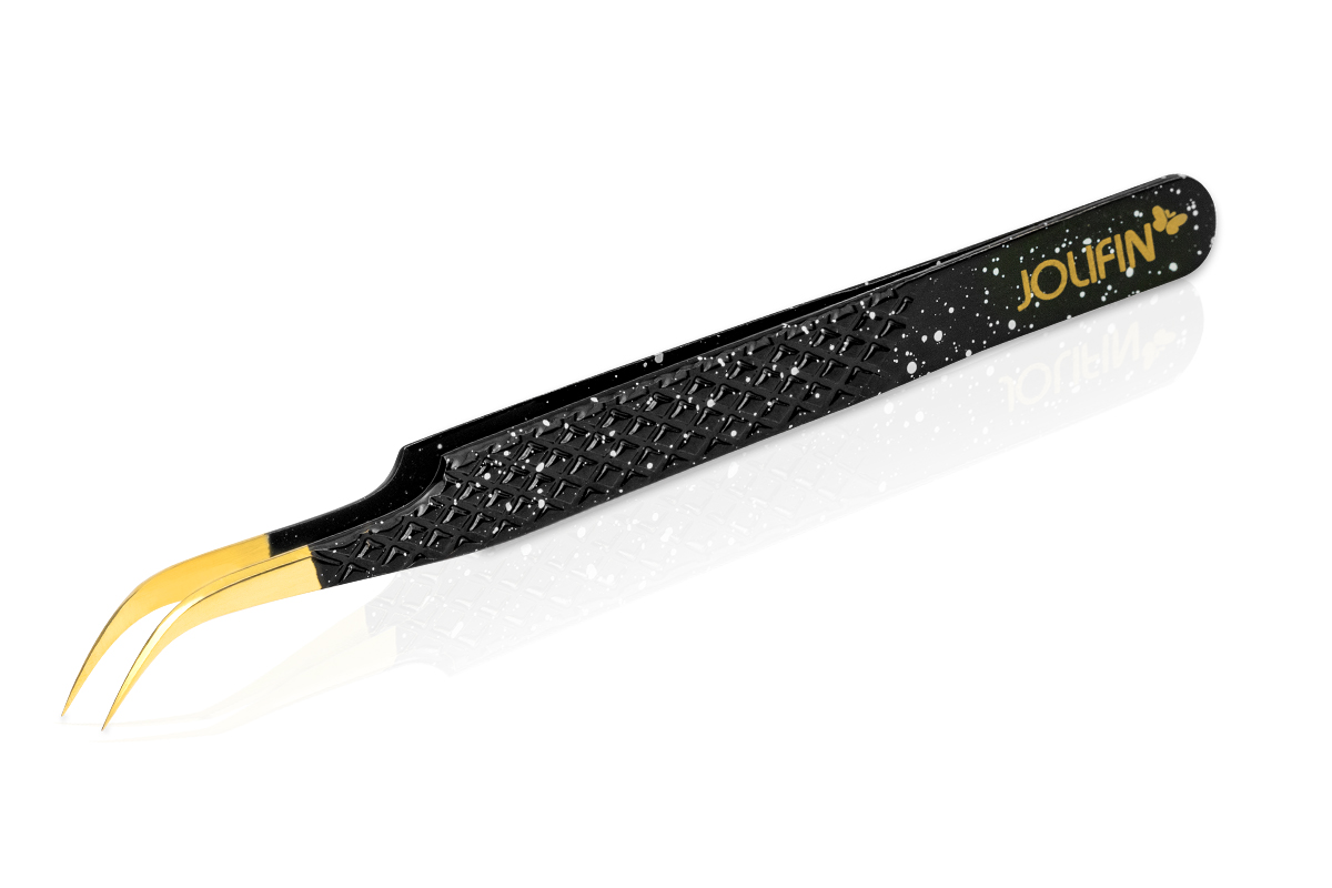 Jolifin Lashes - Premium Tweezers gold bent type 1