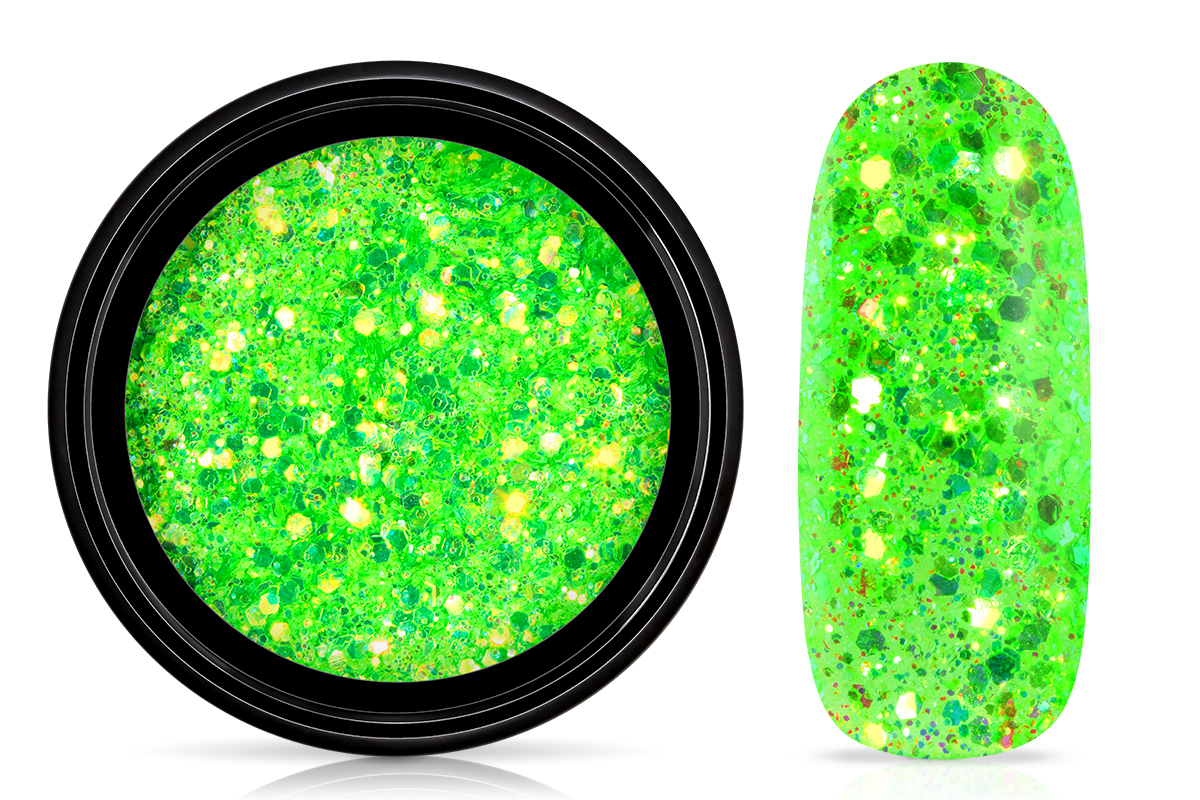 Jolifin LAVENI Nightshine Glitter - glossy neon-green