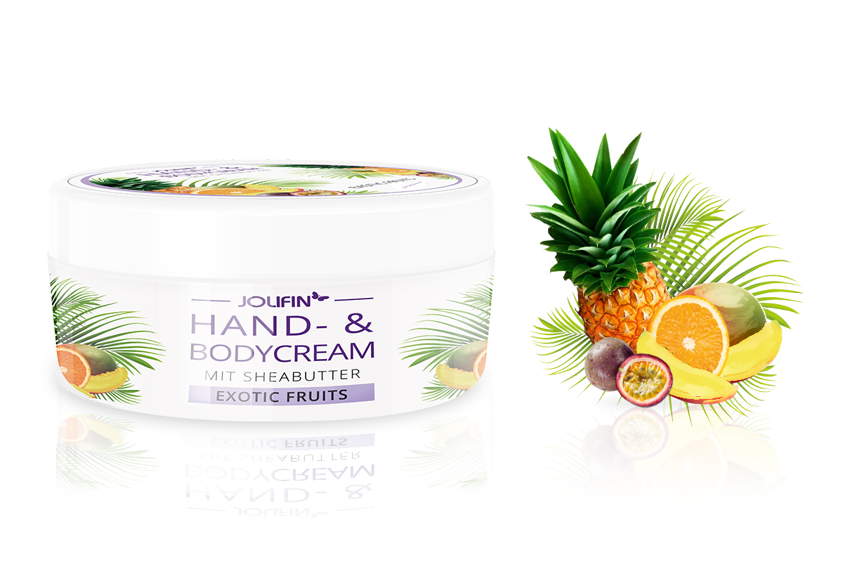 Jolifin Hand & Body Cream with Shea Butter - exotic fruits 300ml