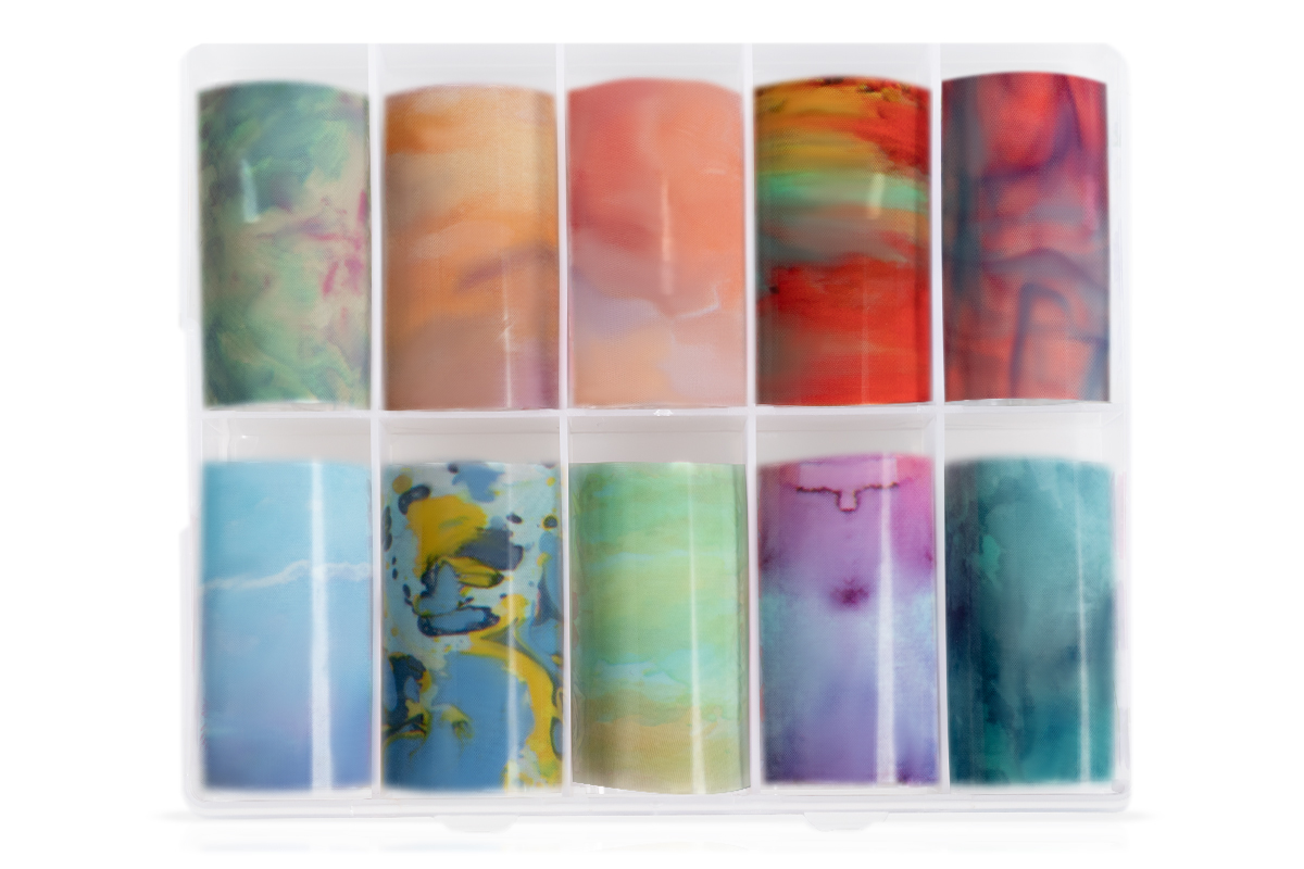 Jolifin Transfer-Nagelfolien Box - Colorful Marble II