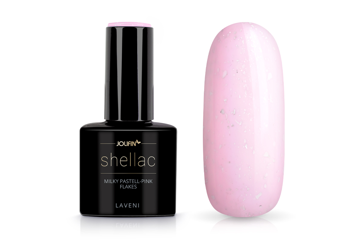 Jolifin LAVENI Shellac - milky pastell-pink flakes 12ml