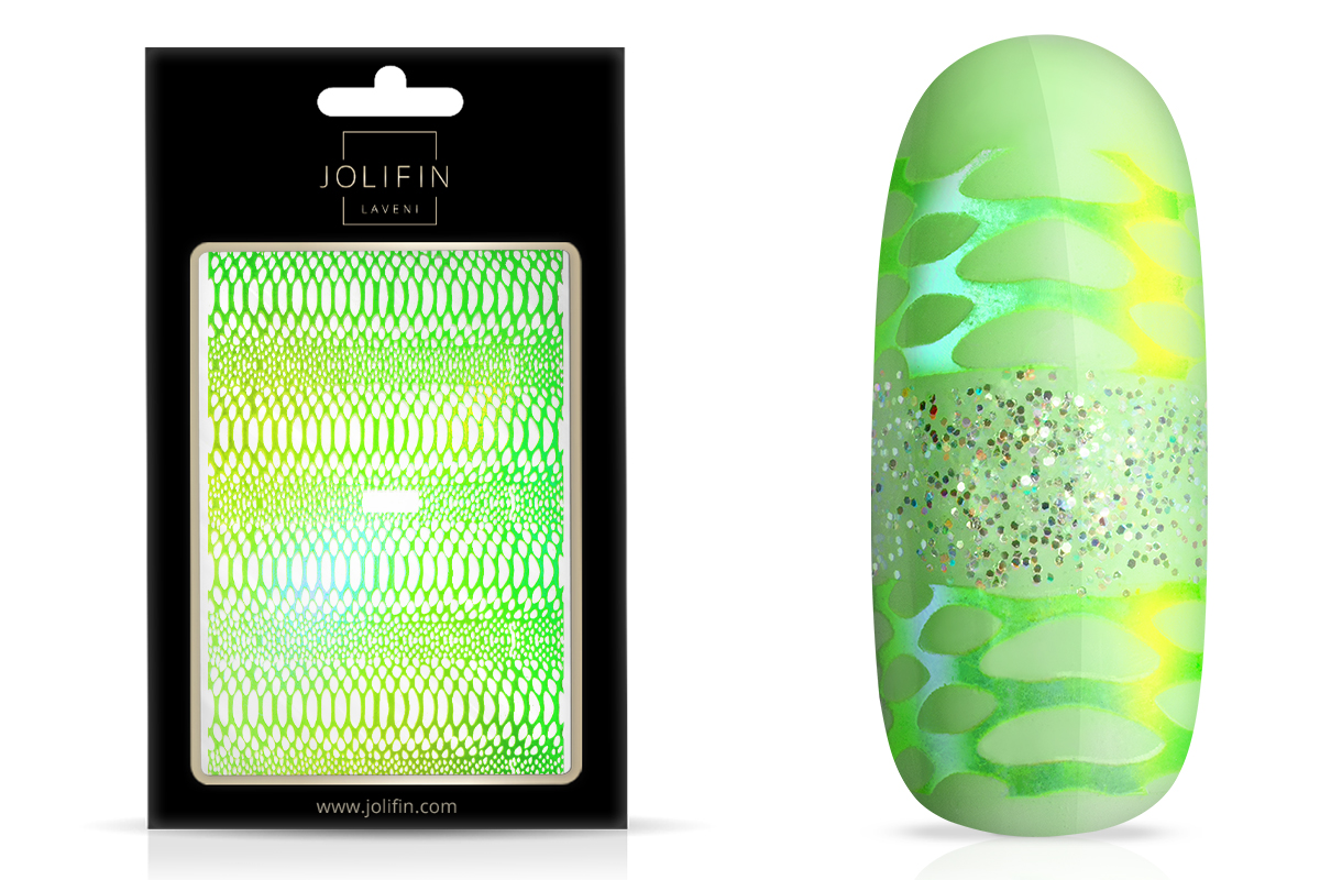 Jolifin LAVENI XL Sticker - Snake holo green
