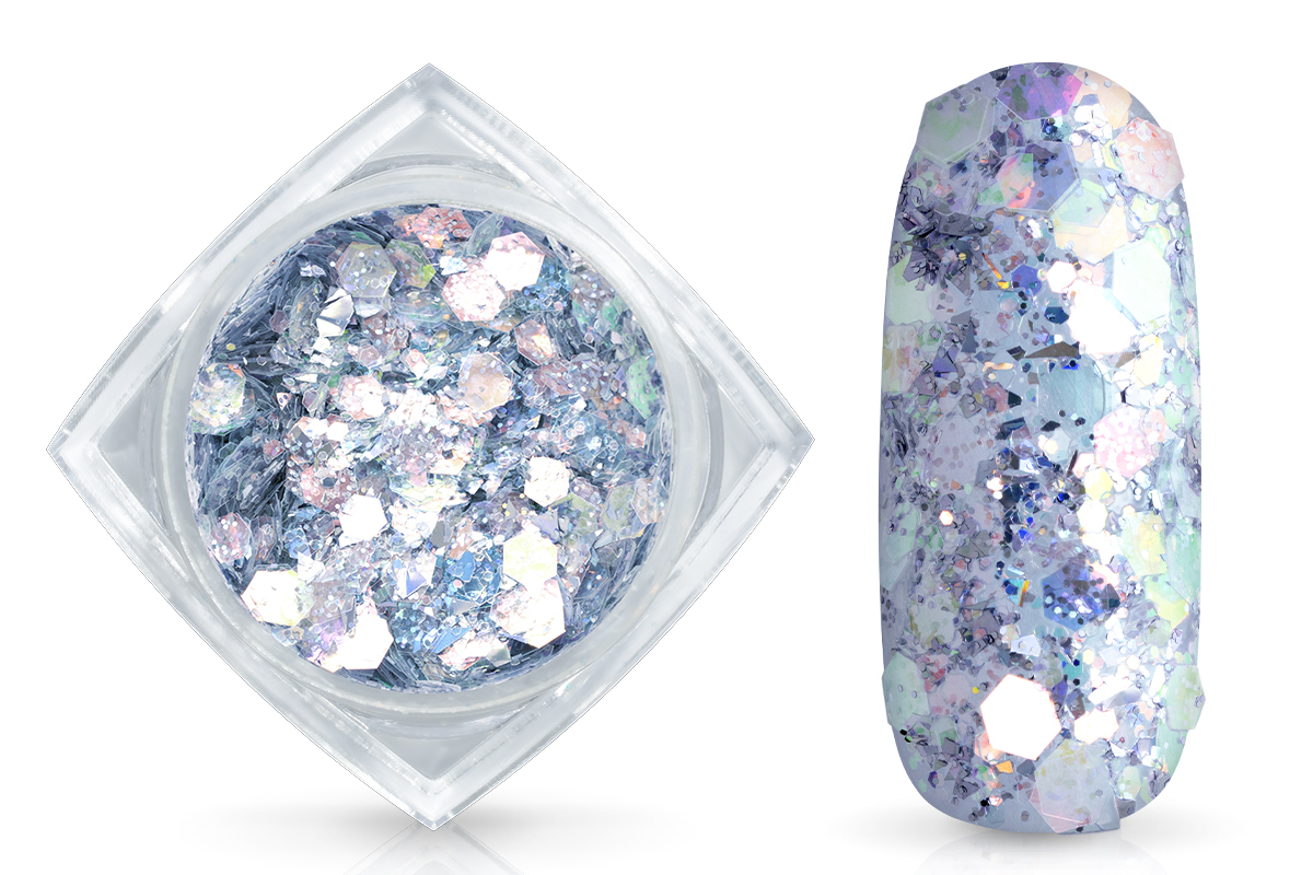 Jolifin Glittermix Flakes - fancy silver