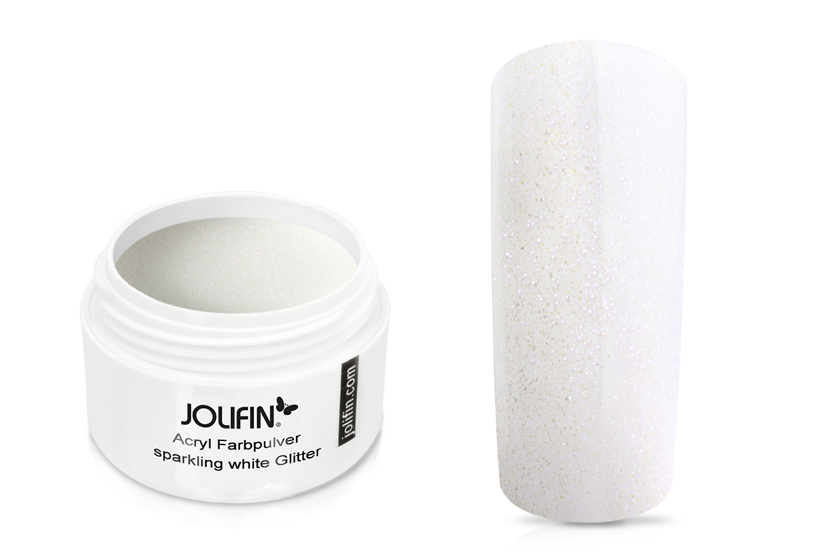 Jolifin Acryl Farbpulver - sparkling white Glitter 5g