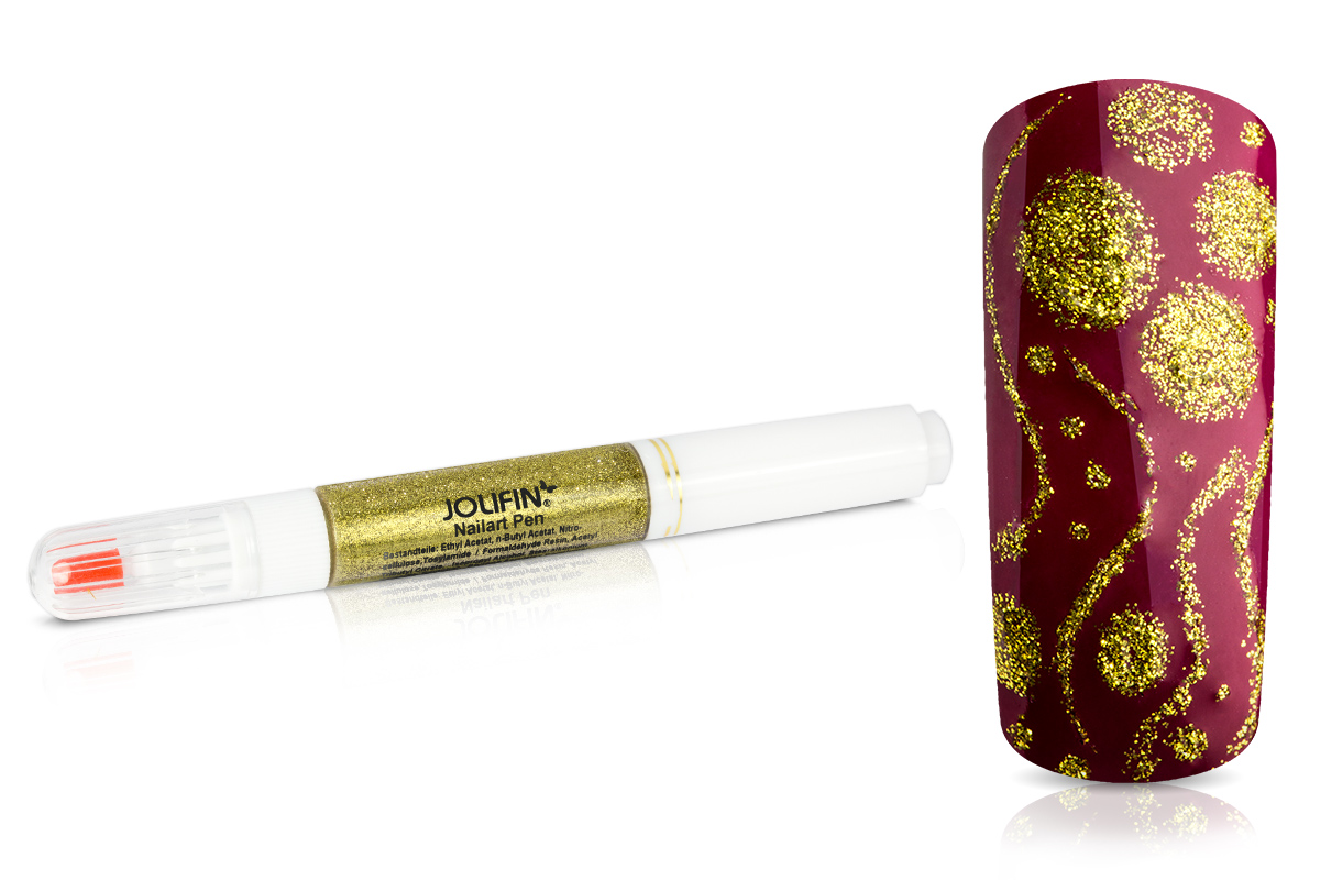 Jolifin Nail-Art Pen gold glitter 10ml