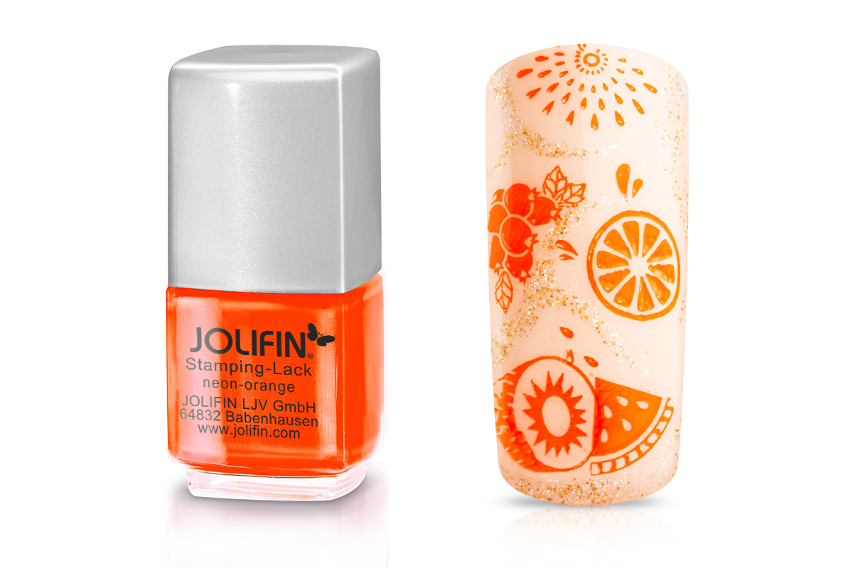 Jolifin Stamping-Lack - neon-orange 12ml