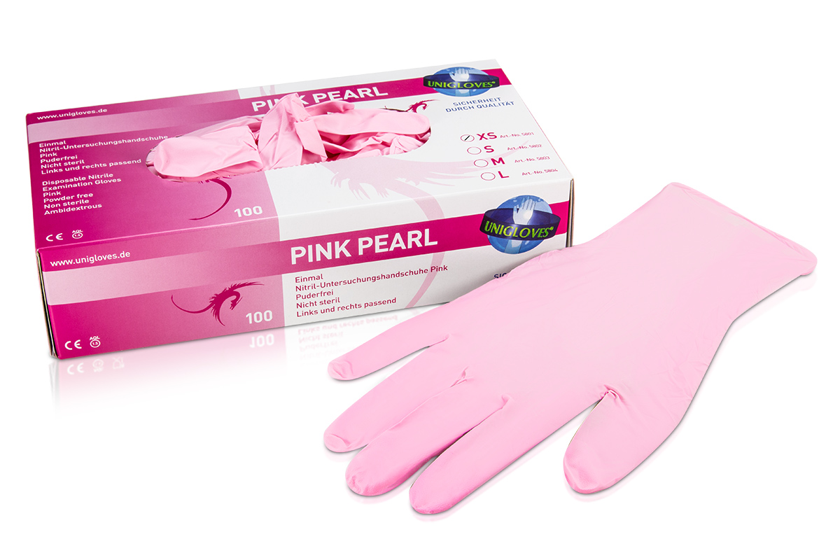 Gants en nitrile Pink Pearl taille XS
