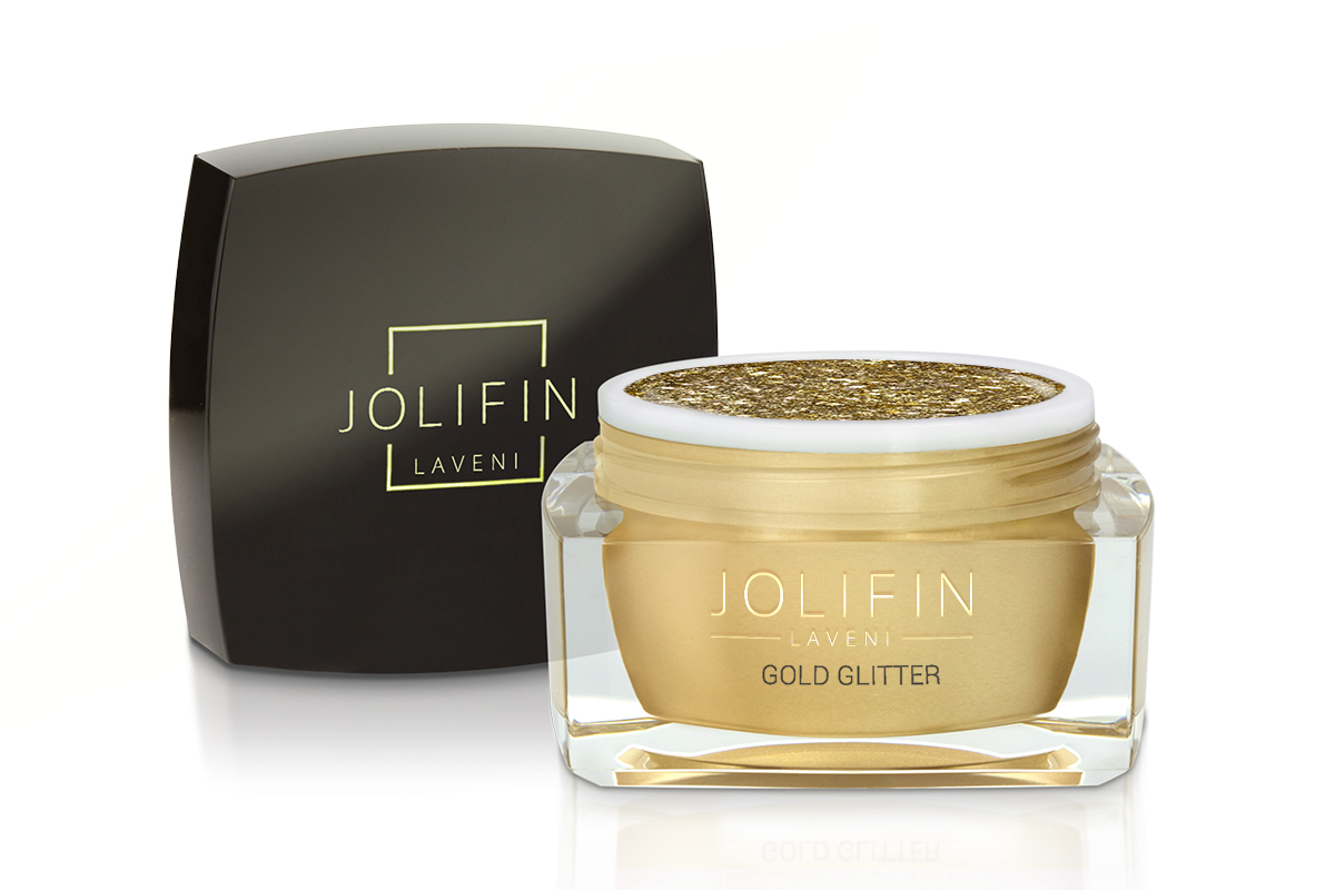 Jolifin LAVENI Farbgel - gold Glitter 5ml