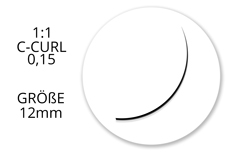 Jolifin Lashes - SingleBox 12mm - 1:1 C-Curl 0,15
