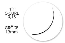 Jolifin Lashes - SingleBox 13mm - 1:1 C-Curl 0,15