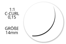 Jolifin Lashes - SingleBox 14mm - 1:1 C-Curl 0,15