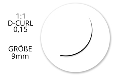 Jolifin Lashes - SingleBox 9mm - 1:1 D-Curl 0,15