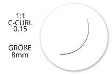 Jolifin Lashes - SingleBox Flat 8mm - 1:1 C-Curl 0,15
