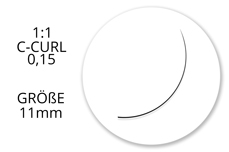 Jolifin Lashes - SingleBox Flat 11mm - 1:1 C-Curl 0,15