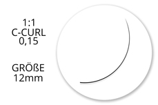Jolifin Lashes - SingleBox Flat 12mm - 1:1 C-Curl 0,15