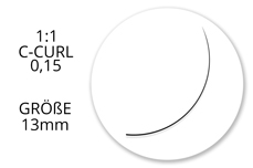 Jolifin Lashes - SingleBox Flat 13mm - 1:1 C-Curl 0,15