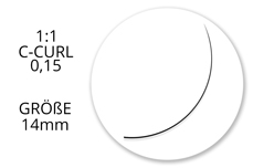 Jolifin Lashes - SingleBox Flat 14mm - 1:1 C-Curl 0,15