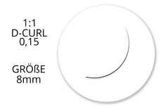 Jolifin Lashes - SingleBox Flat 8mm - 1:1 D-Curl 0,15