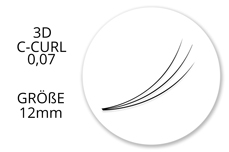 SingleBox 12mm - 3D Wimpernfächer C-Curl 0,07
