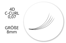 SingleBox 8mm - 4D Wimpernfächer C-Curl 0,07