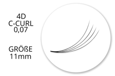 SingleBox 11mm - 4D Wimpernfächer C-Curl 0,07