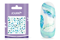 Jolifin Nail Art Tatouage Aquarelle Plume turquoise
