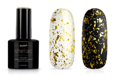 Jolifin LAVENI Shellac - Top-Coat without sweating layer gold Flakes 12ml