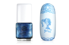Jolifin Stamping Lacquer glitter blue 12ml