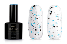 Jolifin LAVENI Shellac - Top Coat without sweating layer mint dots 12ml