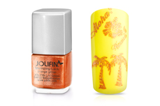 Jolifin Stamping Lacquer - orange glitter 12ml