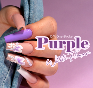 One-Stroke "Purple White Flower"